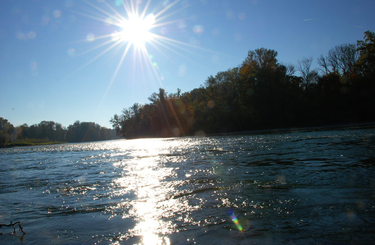 Sonnenstrahlen am Fluss