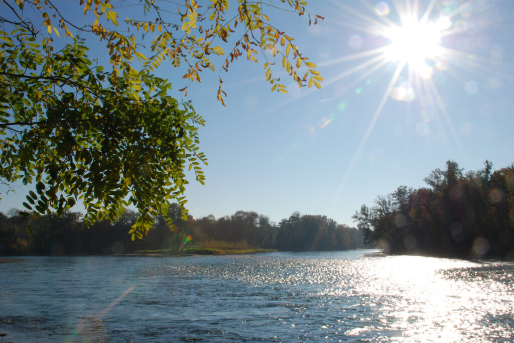 Sonnenstrahlen am Fluss